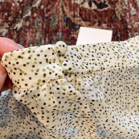 NWT Wayf Puff Sleeve High Neck Top. Short Sleeve. Size Small. Dot Print. Sheer. - Picture 4 of 12